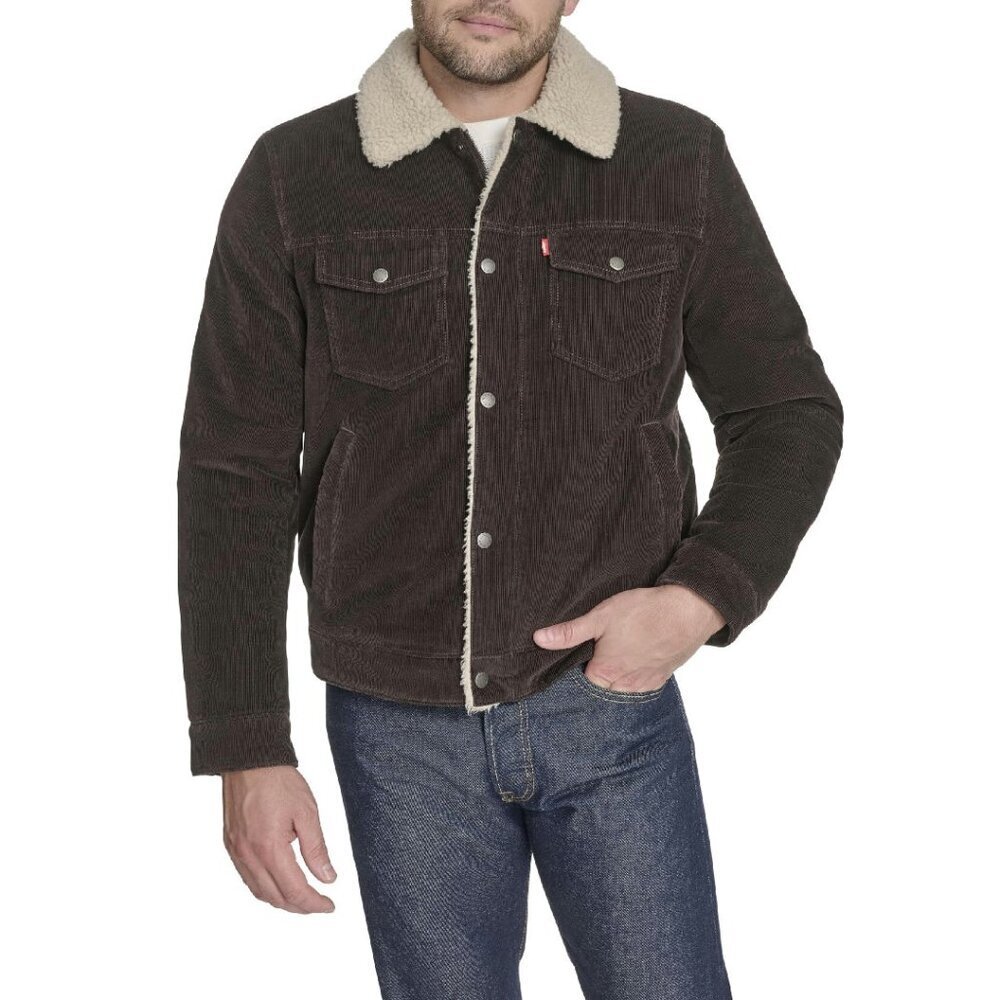 XL Sherpa Lined Corduroy Utility Jacket, Two Pocket Trucker Style